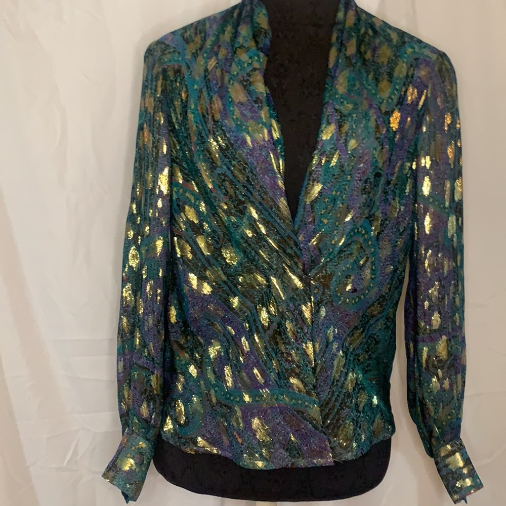 Vintage CARLISLE silk metallic blouse jacket